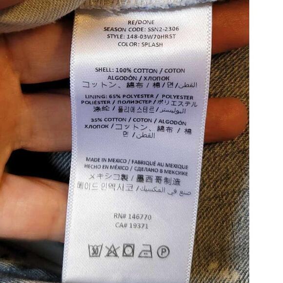 RE/DONE 70's High Rise Splashed Bleached Effect Denim Shorts Size 28 NEW - Picture 7 of 11